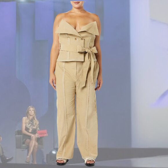 NWT - MAKING THE CUT - Deconstructed Corset Top - Stone/Khaki - S | M - Picture 3 of 4